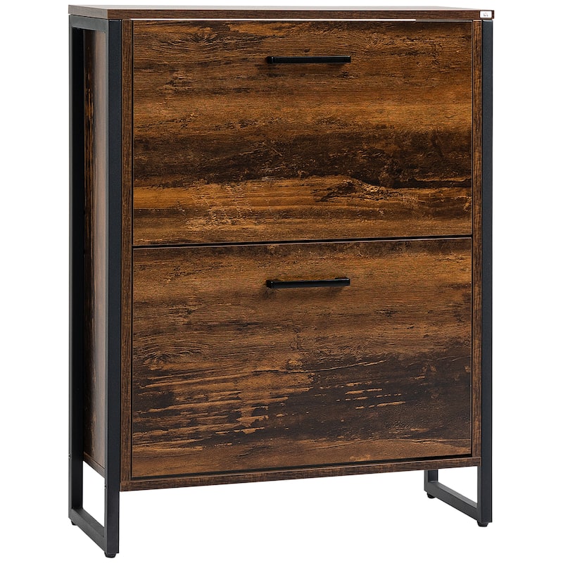 HOMCOM Shoe Cabinet with 2 Flip Doors, Shoe Cupboard, Entryway Storage Unit