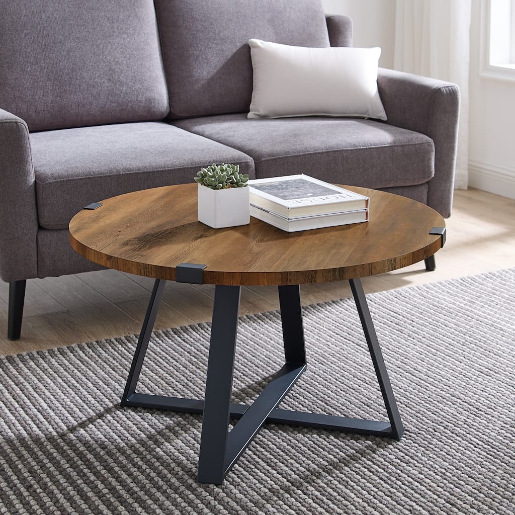 Walker Edison Barnett Round Metal Wrap Coffee Table