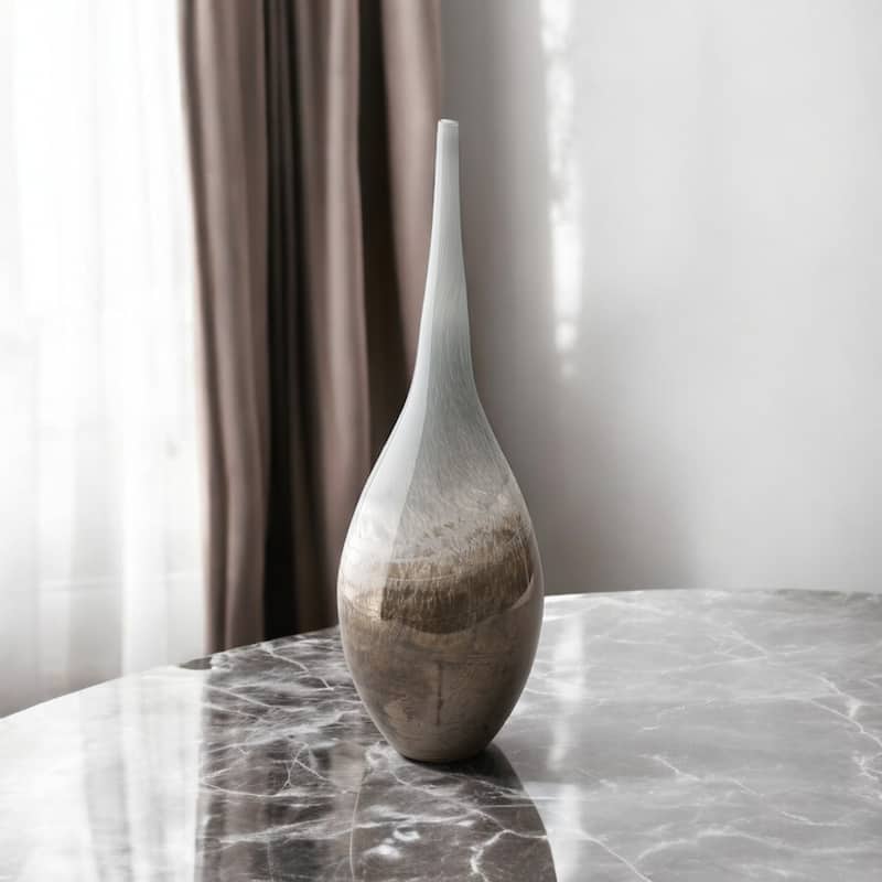 21'' Handcrafted Spun Glass Vase Multi-Tonal Blue, Gray, Taupe & White - 7" x 7" x 21"