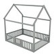 preview thumbnail 9 of 10, Full Size Wood House Bed with Fence and Door, Gray