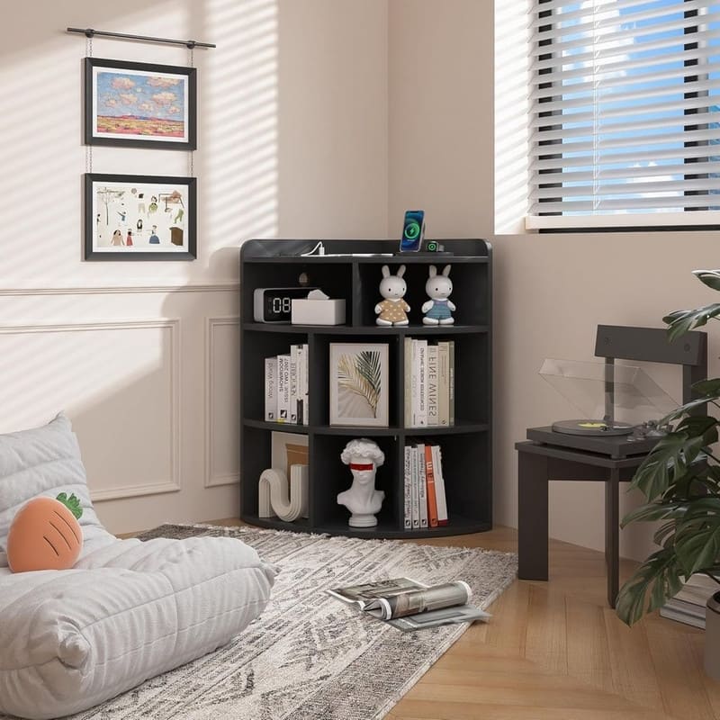 3-Tier Corner Cabinet with USB Outlet