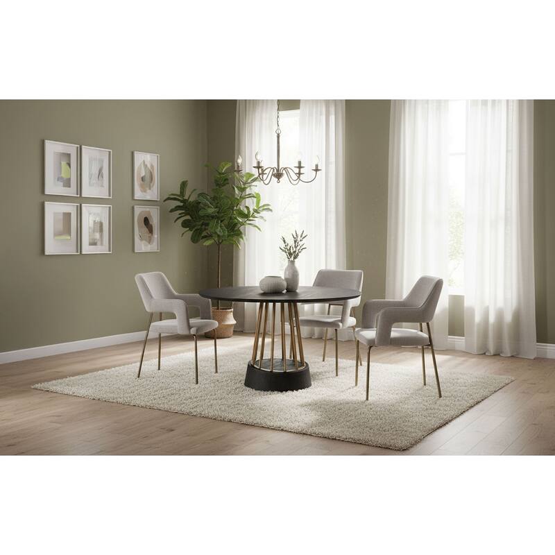 Modrest Childers Modern Grey Fabric & Antique Brass Dining Chair