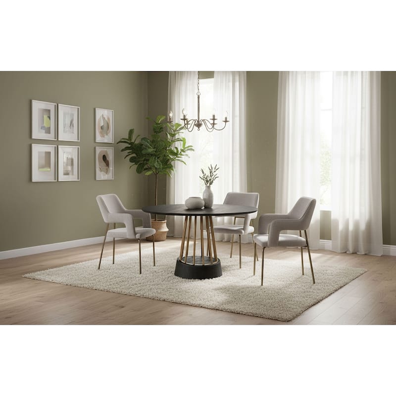 Modrest Cotopaxi Modern Charcoal & Brass Round Dining Table