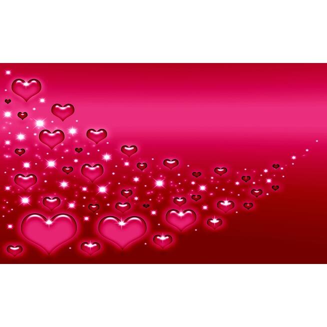 Contemporary Valentine Themed Rectangle Shape Wall Art, Red - 6 x 12