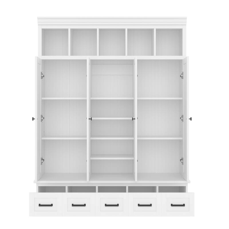 78.7'H Modern Entryway Hall Tree with Bench and Adjustable Shelves