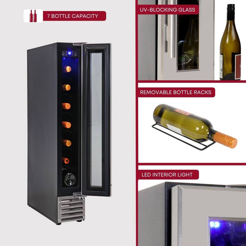 Koolatron 7 Bottle Slim 6 In Built-In Under-Counter Wine Fridge