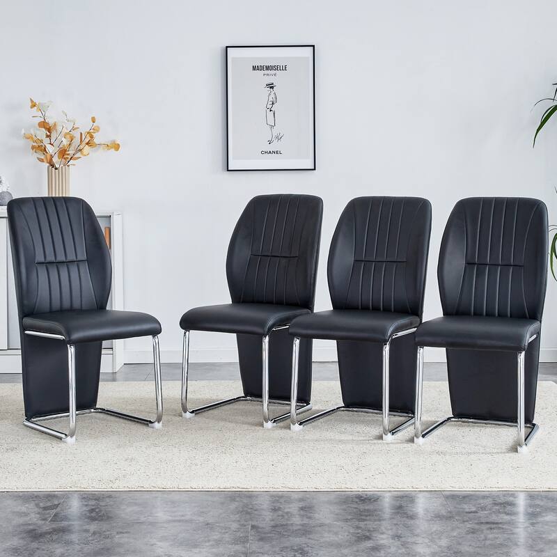Set Of 4 Dining Chairs High Backrest