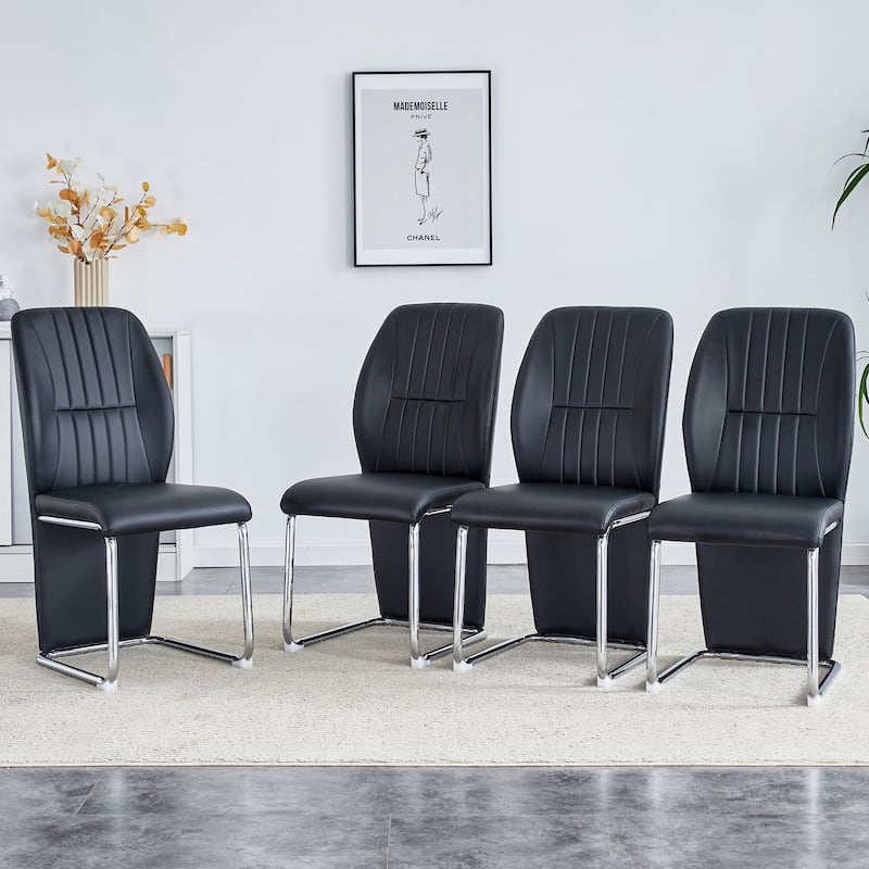 Set of 4 modern minimalist dining chairs in PU material
