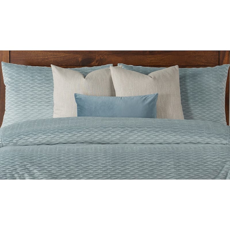 Blue Tide Tucked Velvet Duvet Cover and Insert Set