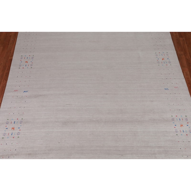 Gabbeh Indian Area Rug Handmade Beige Wool Carpet - 9'0" x 11'5"