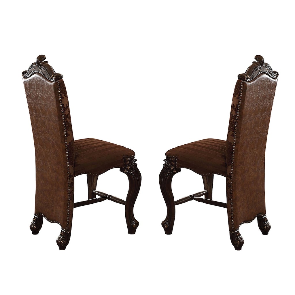 Set of 2 Faux Leather Counter Height Chair in Two Tone Light Brown