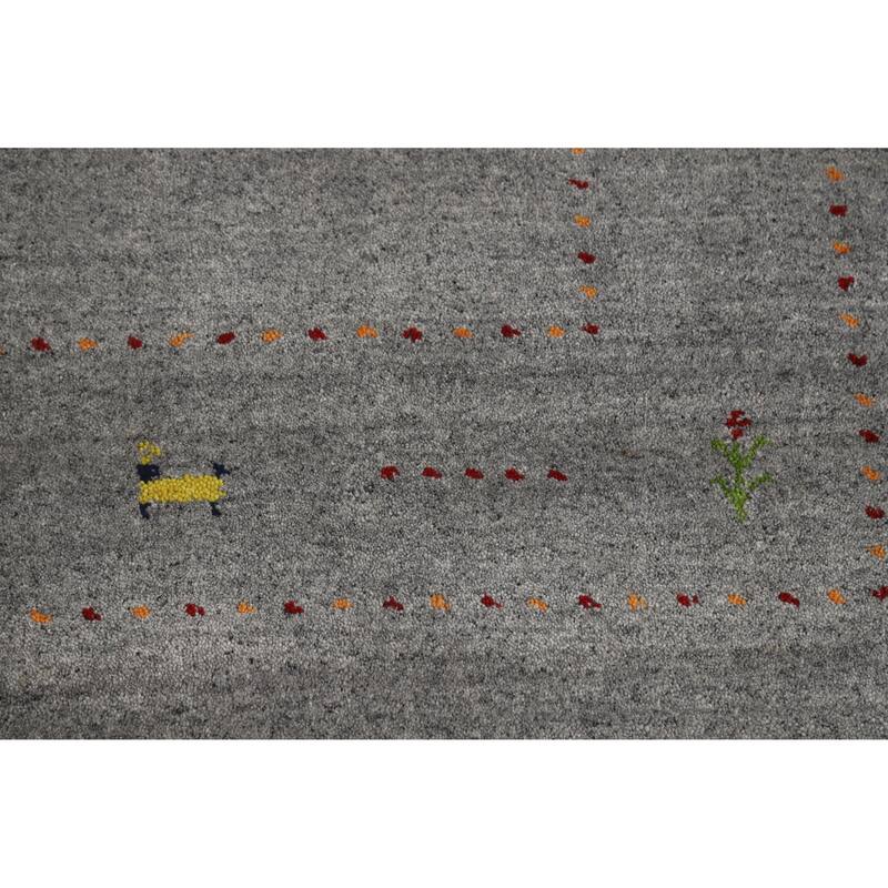Hand Knotted Oriental 100% Wool Carpet Tribal Tribal Greys & Charcoal Gabbeh Area Rug - 7' 10'' X 5' 1''