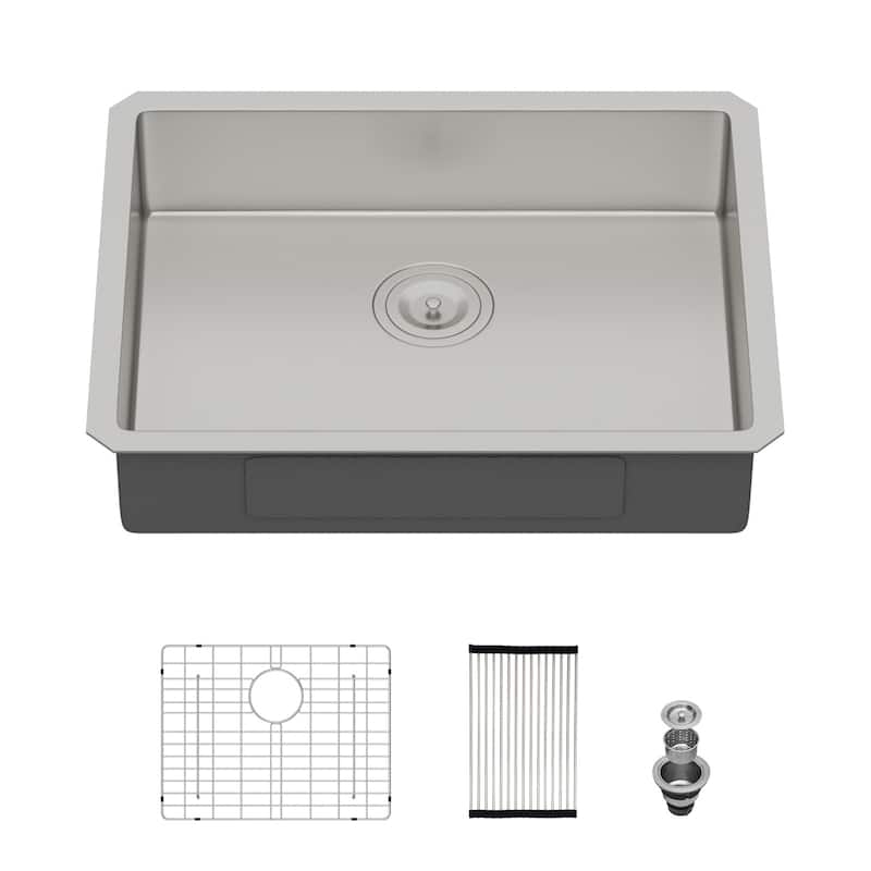 Kitchen Sink, 23 Inch Undermount Sink 5.5-Inch Single Bowl 16 Gauge Stainless Steel 23x18x5.5 Inch Handmade Sinks Basin