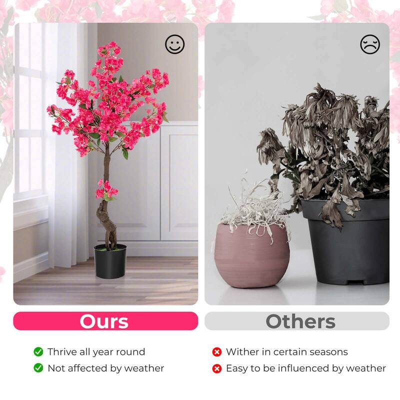 Costway 1/2 Pack 42" Artificial Plum Blossom Tree with 92 Flowers & - See Details