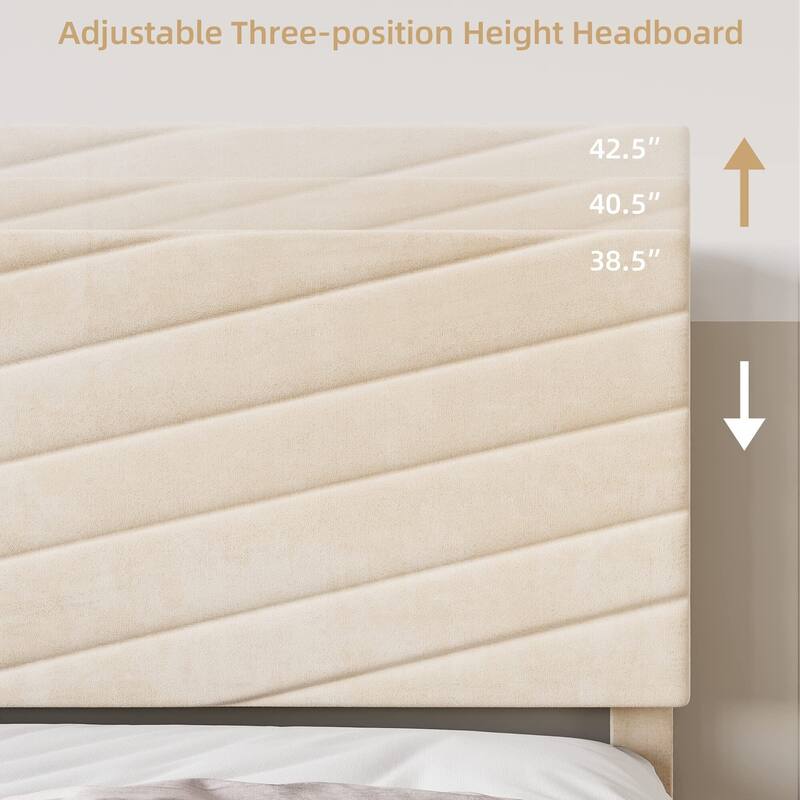 Bed Frame with Adjustable Headboard