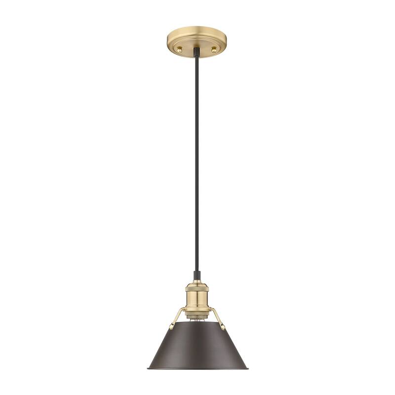 Orwell 7.5" Wide Small Pendant in Brushed Champagne Bronze with Rubbed Bronze - Gold