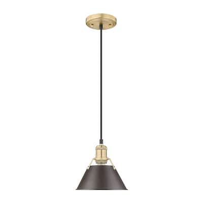 Orwell 7.5" Wide Small Pendant in Brushed Champagne Bronze with Rubbed Bronze - Gold