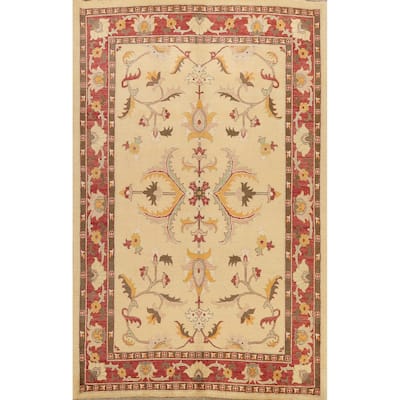 Floral Traditional Chobi Oriental Area Rug Hand-knotted Wool Carpet - 6'8" x 9'4"