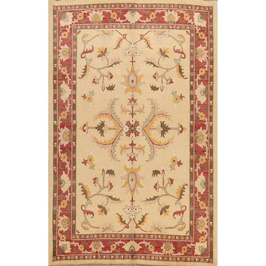 Floral Traditional Chobi Oriental Area Rug Hand-knotted Wool Carpet - 6'8" x 9'4"