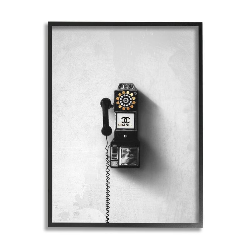 Stupell Vintage Fashion Dial Phone Glam Pop Black White Framed Wall Art