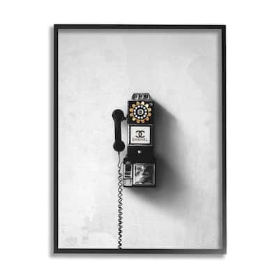 Stupell Vintage Fashion Dial Phone Glam Pop Black White Framed Wall Art