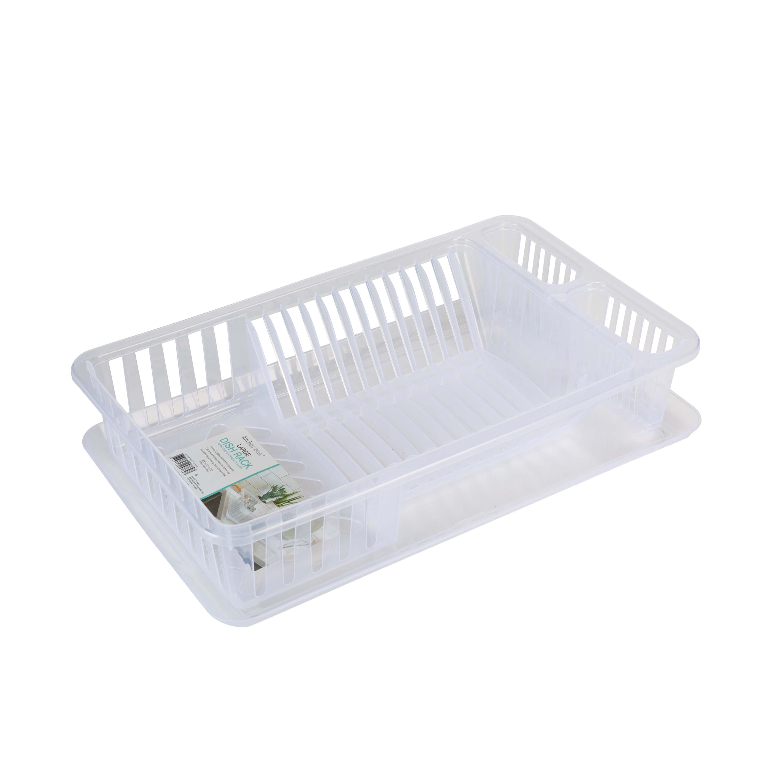  Home Basics Silicone and Plastic Easy Storage Collapsible Dish  Rack and Cutlery Holder White