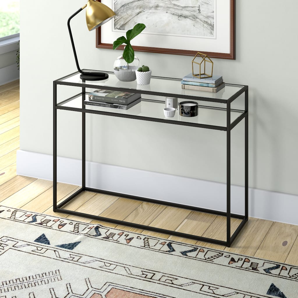 Addison 42'' Wide Rectangular Console Table with Glass Shelf - 42" Wide