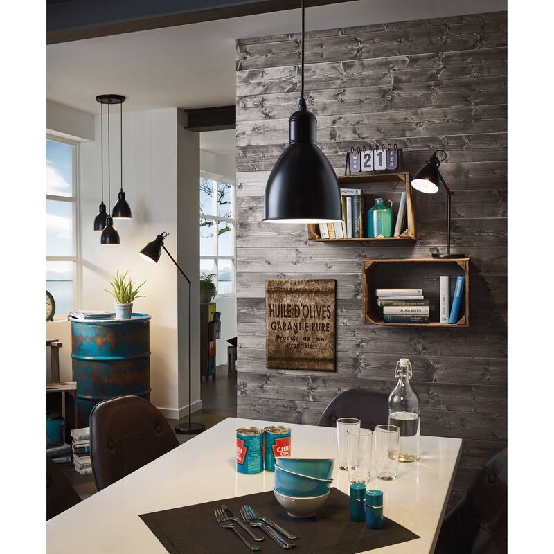 Eglo Priddy 1-Light Black Desk Lamp with Black Exterior White Interior