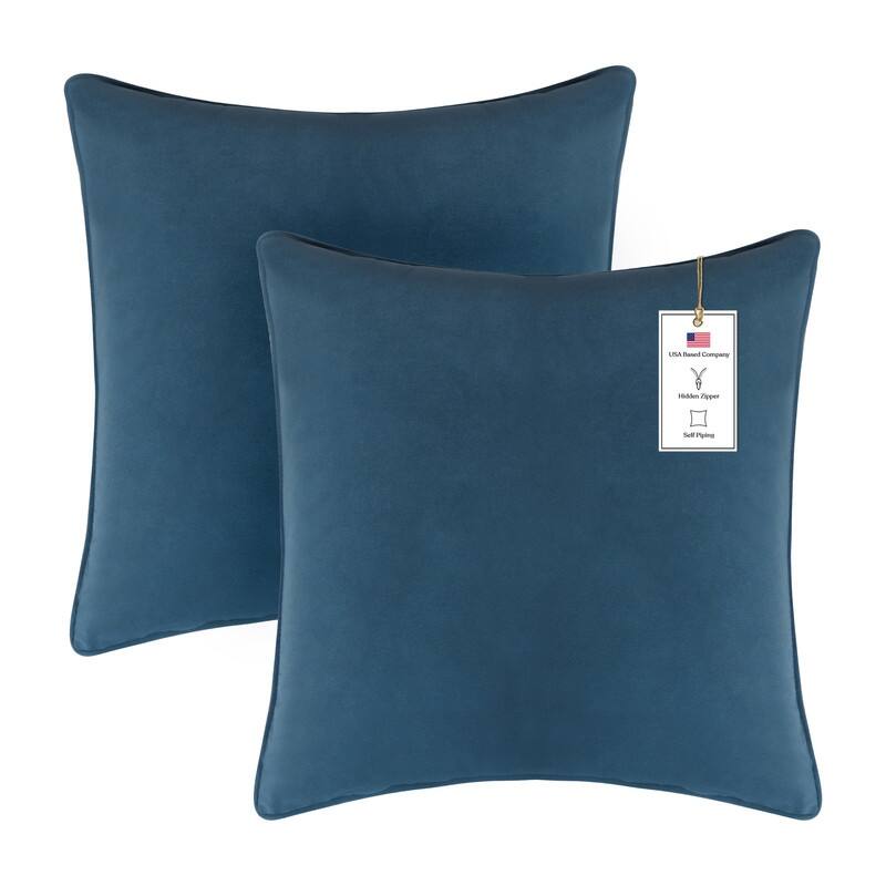 A1HC Set of 2 Luxurious Fine Soft Velvet Throw Pillow Covers Only, For Sofas, Beds, Vibrant Colors and Hidden Zipper - 24x24 Inches (Pack of 2) - Teal