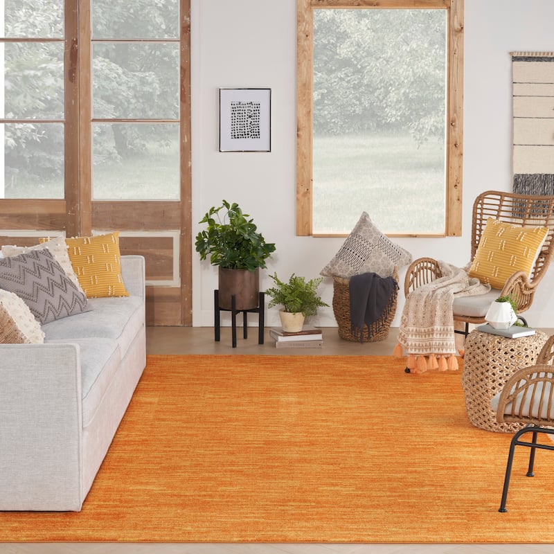 Nourison Modern Solid Indoor/Outdoor Area Rug - 8' x 10' - Sunburst
