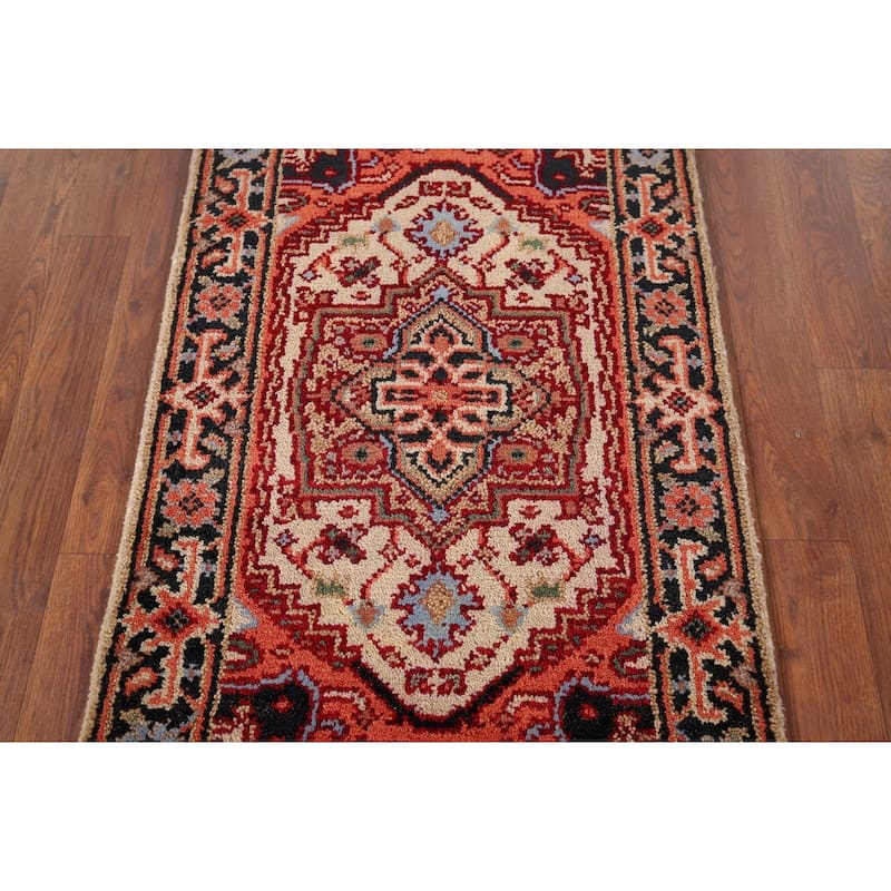 Geometric Heriz Serapi Indian Rug Handmade Traditional Wool Carpet - 2'0" x 3'0"