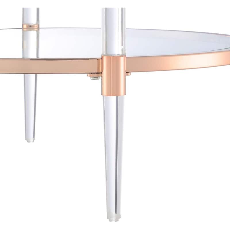 Modern Acrylic End Table with Glass Shelves - Gold Chrome Frame, 20x20x24 Inch Living Room Accent Table - 24