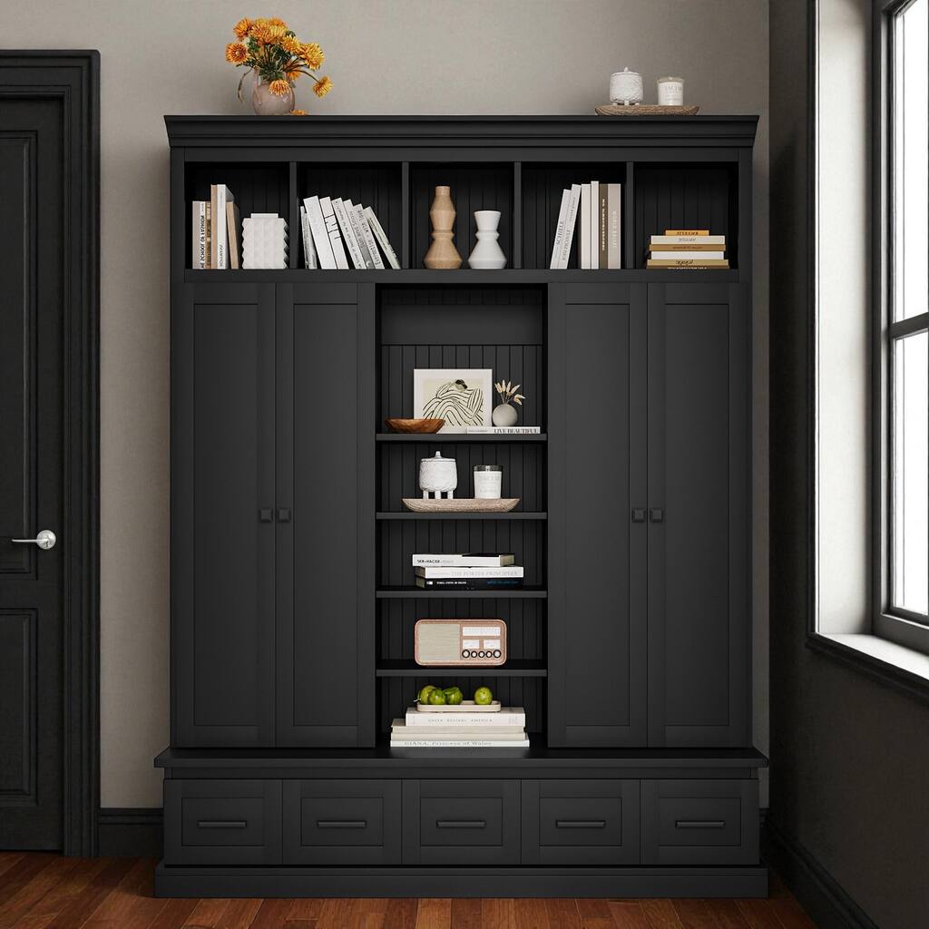 78.7'' H Hall Tree with Bench, 5 Cubbies, 4 Doors & 5 Drawers ...