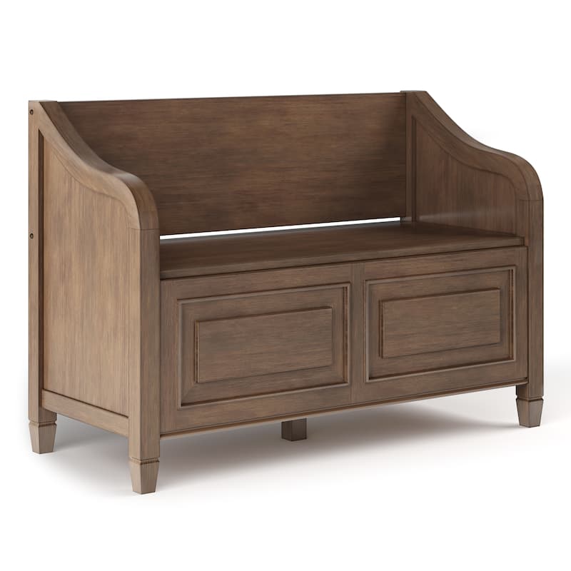 WYNDENHALL Hampshire SOLID WOOD 42 inch Wide Traditional Entryway Storage Bench - 42 W x 18 D x 29.5 H - Rustic Natural Aged Brown