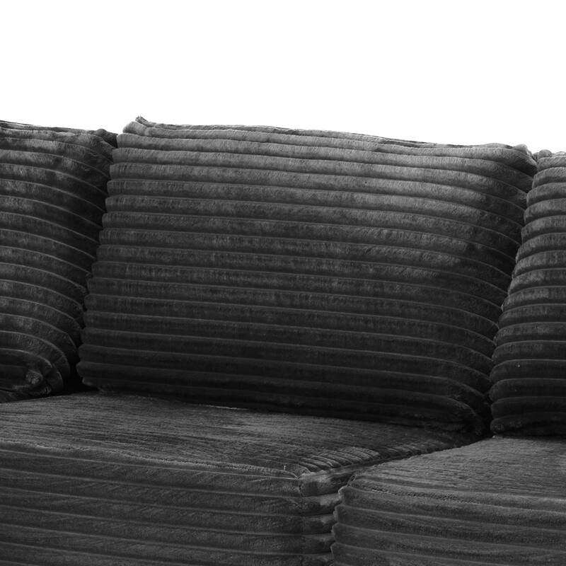 Dovelina Convertible Plush Corduroy Foam-Filled Sleeper Sofa Chaise for Living Room