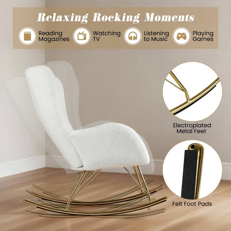 Gymax Nursery Rocking Chair w/ Curved Backrest & Armrests Detachable