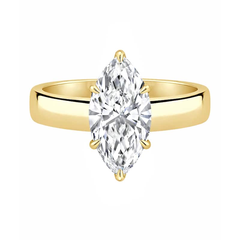 Auriya 14K Gold Marquise Lab Grown Diamond Cigar Band Engagement Ring 1.00 - 5.00ct. tw. (F-G, VS)