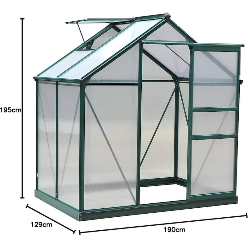 All-Season Backyard Garden 6x4FT Walk-in Polycarbonate Greenhouse, Green