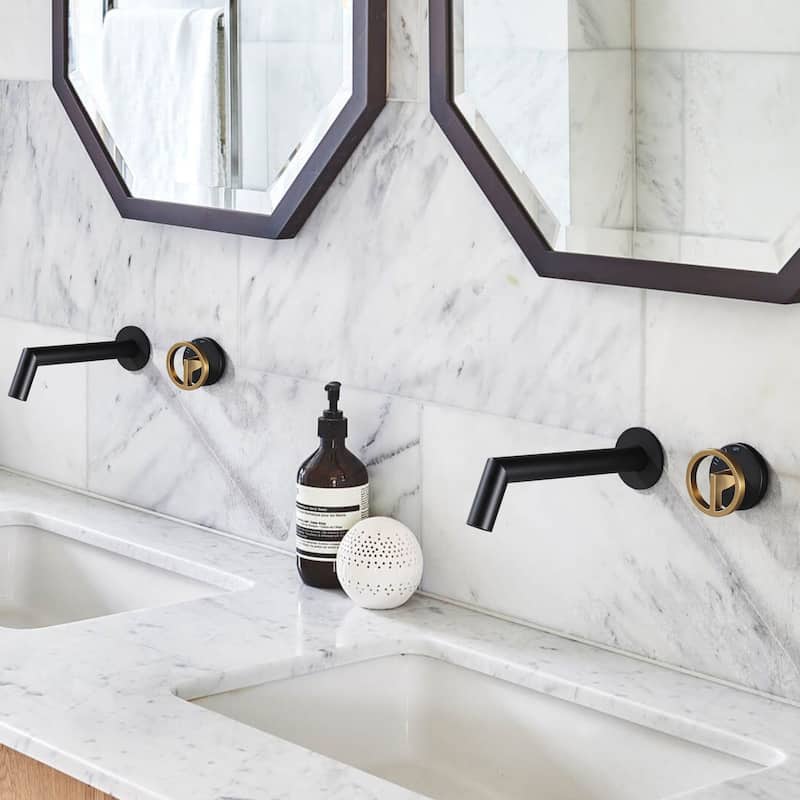 Solid Brass Single Handle Or Double Handle Wall Mounted Bathroom Faucet