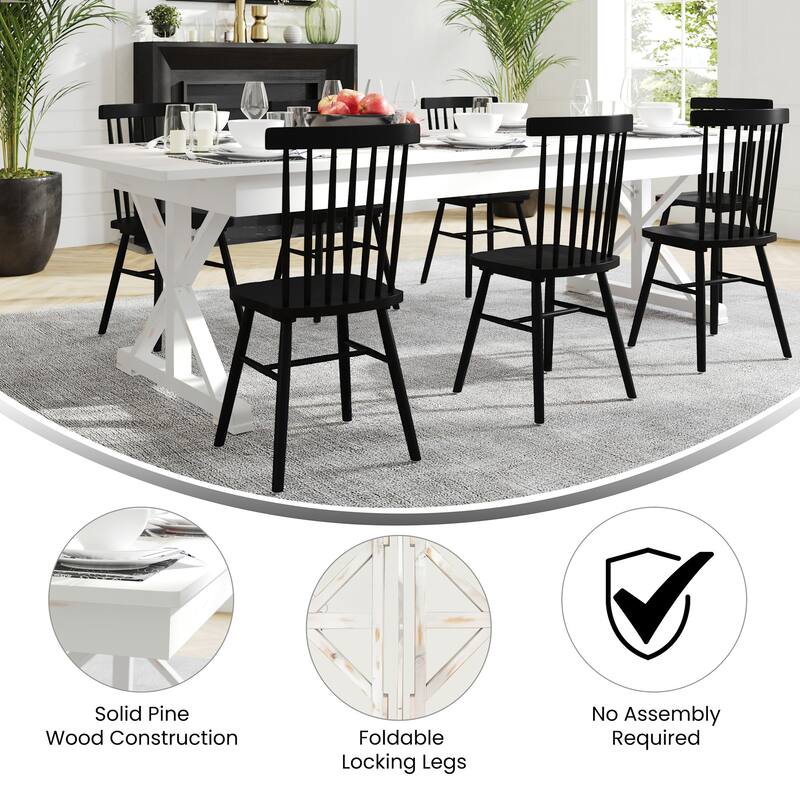 Flash Furniture FFIF49596 Kira 108" Wide Pine Wood Dining Table with X