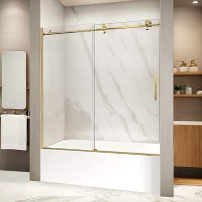 i-Homare 55 - 59 in.W x 60 in.H Tub Sliding Shower Door with Soft Closing System