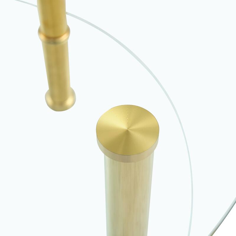 Contemporary Minimalist Double Layer Tempered Glass Coffee Table,Reinforced Glass Tabletop,Stainless Steel Golden Plated Legs