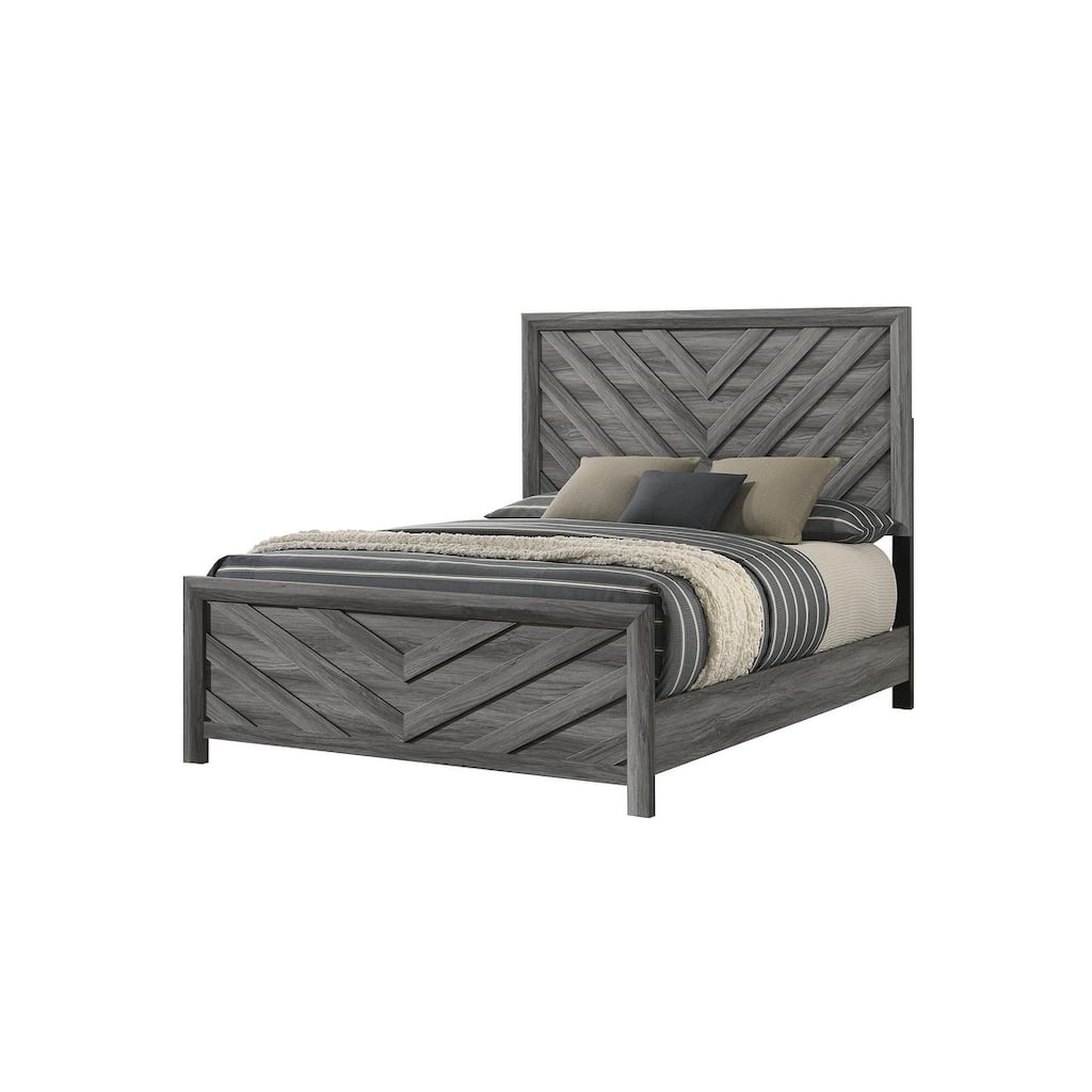 Denver Modern Style Twin Bed with Sophisticated Headboard, Footboard, and Slats in Gray for Bedroom