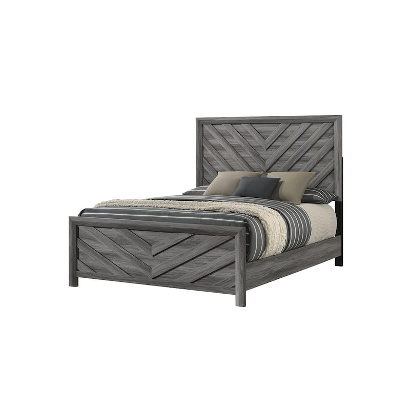 Modern Gray Wood Twin Bed with Headboard, Footboard, and Rails - Gray