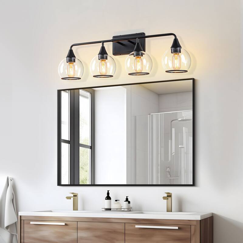 Starsky 3/4 Lights Modern Vanity Light Clear Globe Glass Shades