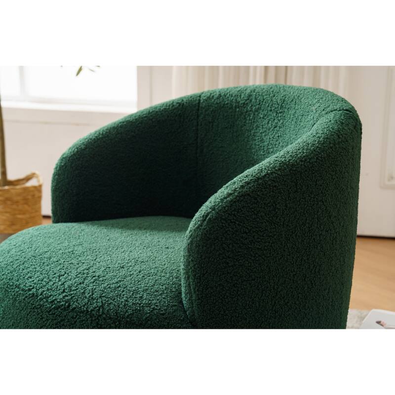 Teddy Fabric Swivel Barrel Chair with 360° Rotation & Metal Base