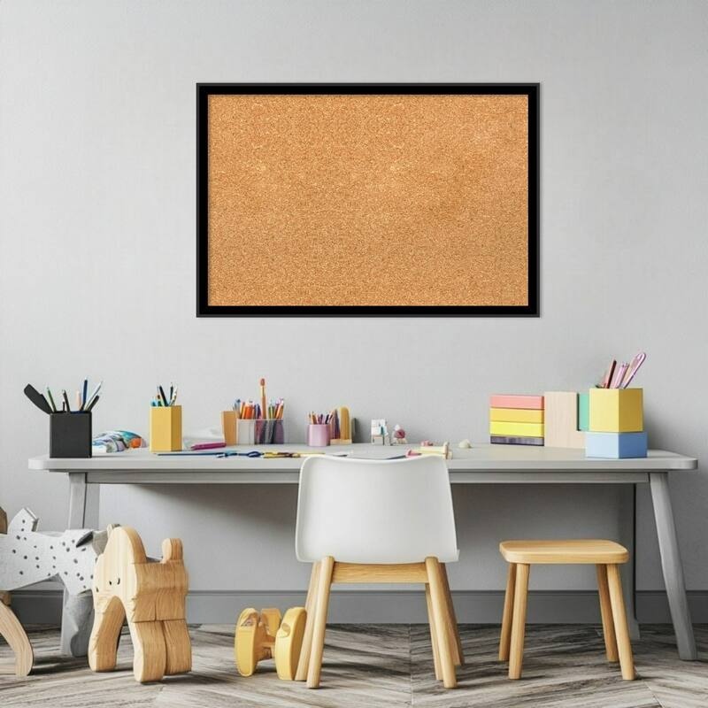Incline Black Wood Framed Cork Board - Bulletin Board, Organization Board, Pin Board
