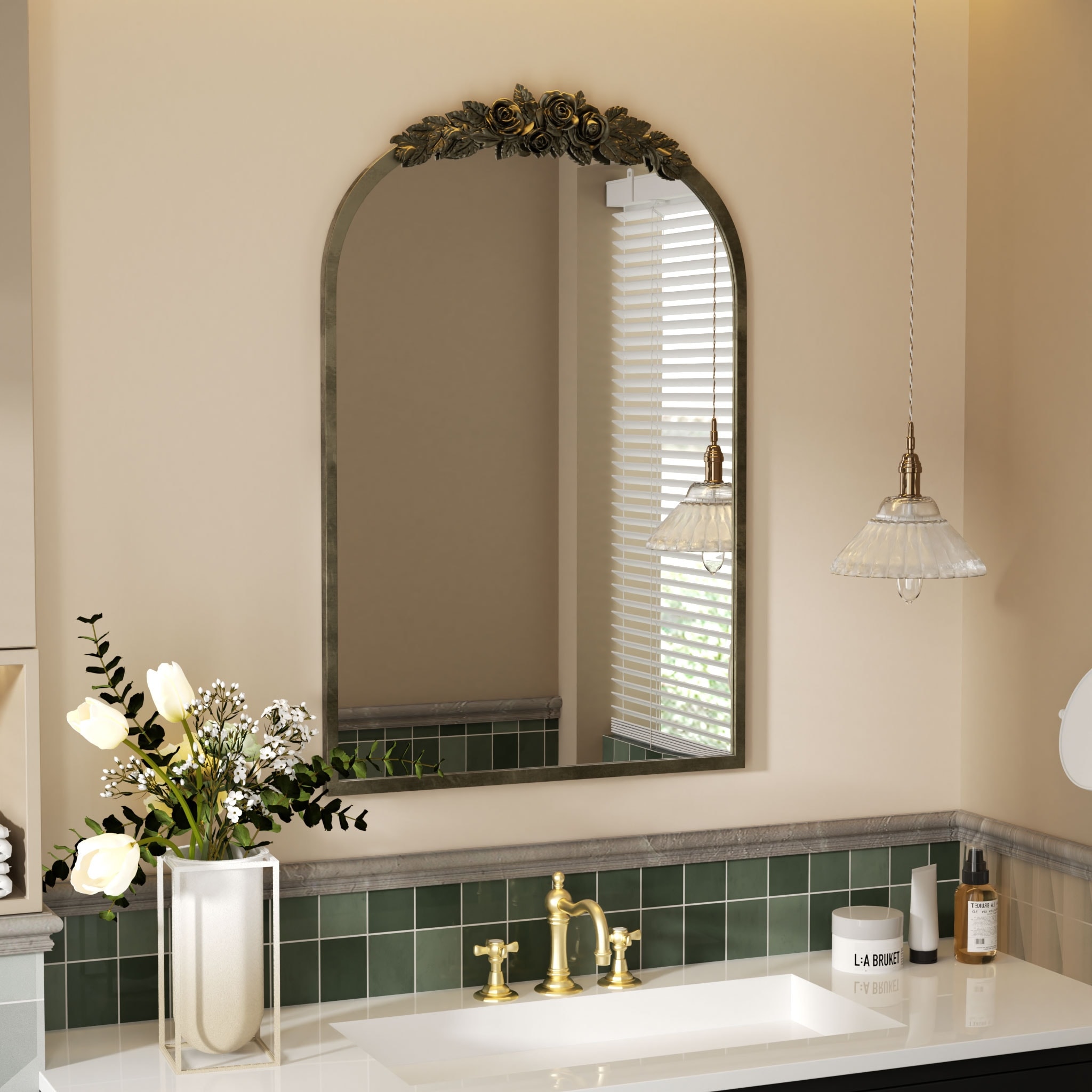 Bathroom mirror brass discount