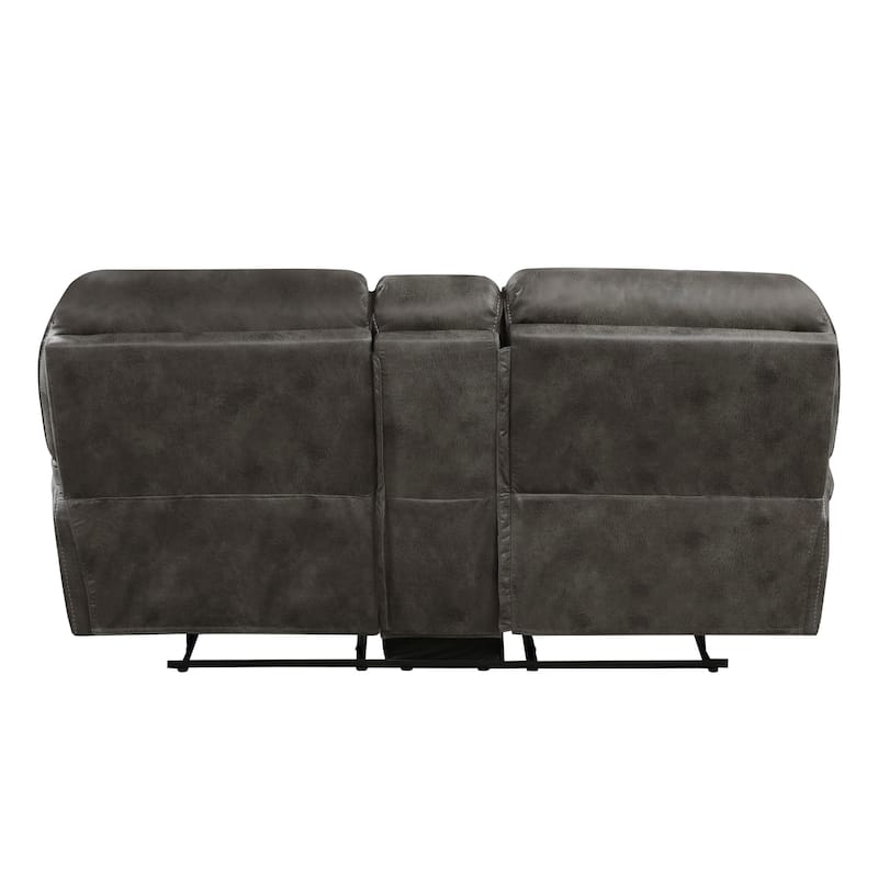 Tony 80 Inch Dual Manual Recliner Loveseat, Console, Cupholders, Gray