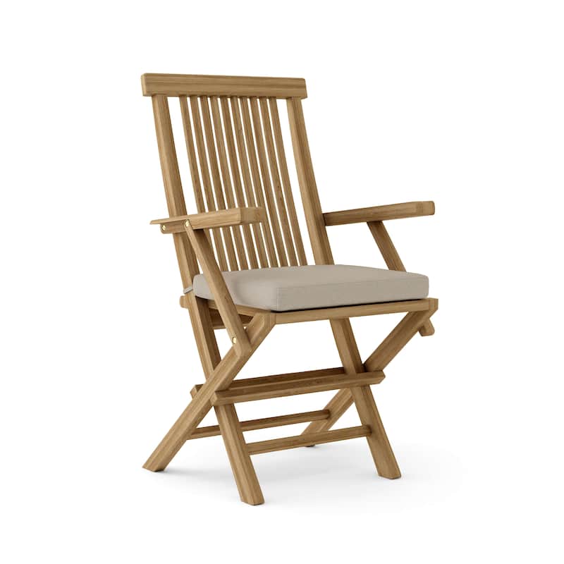 Bristol Teak Outdoor Dining Chair with Arms - Foldable (Set of 2) - N/A